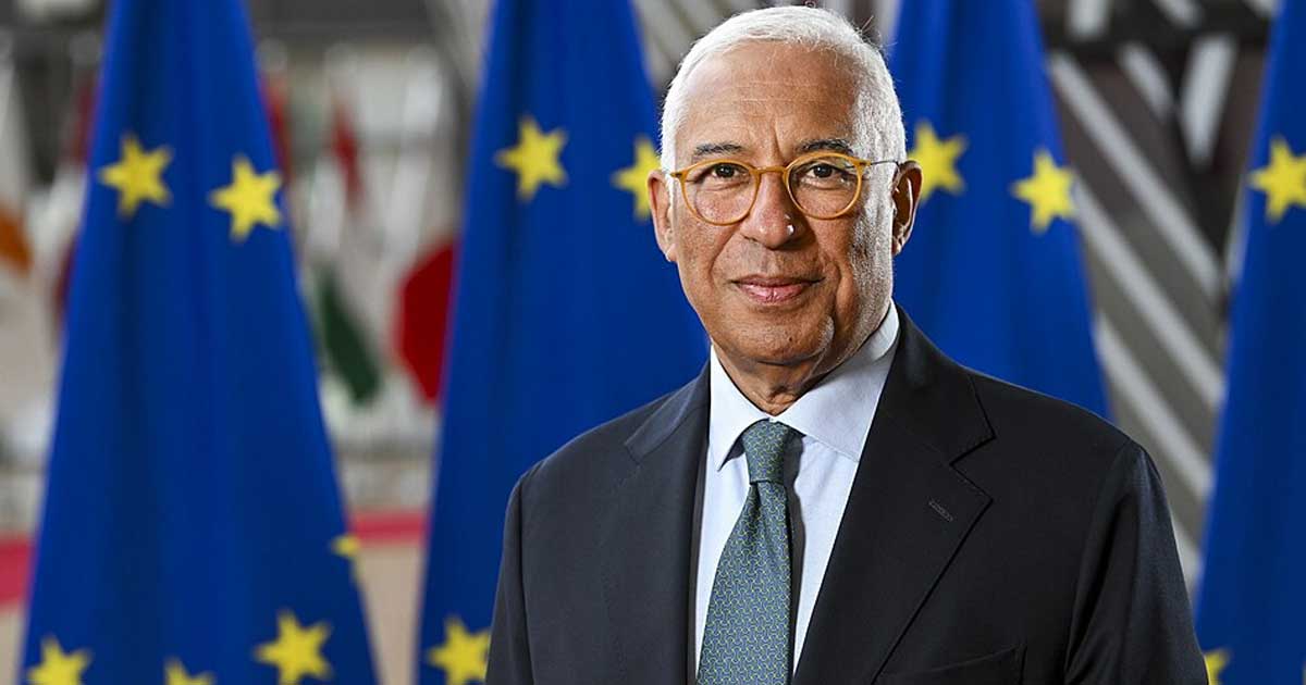 Antonio Costa, președintele Consiliului European, în timpul discursului despre suveranitatea europeană la Paris, decembrie 2025