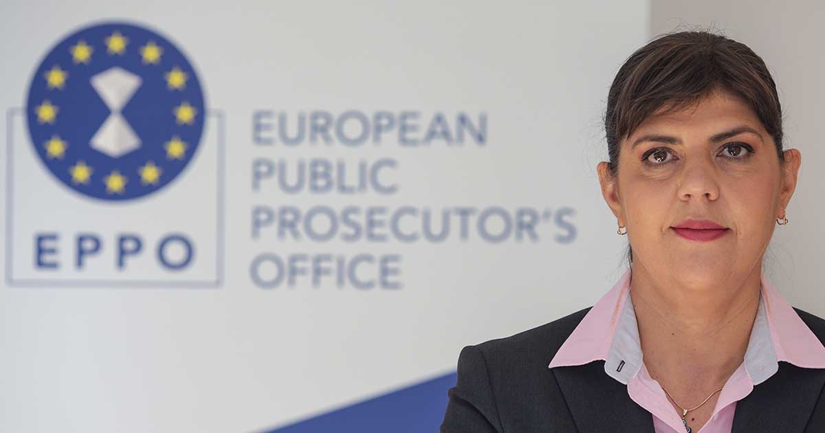 Laura Codruța Kovesi, procuror șef al Parchetului European, la sediul EPPO din Luxemburg, decembrie 2025