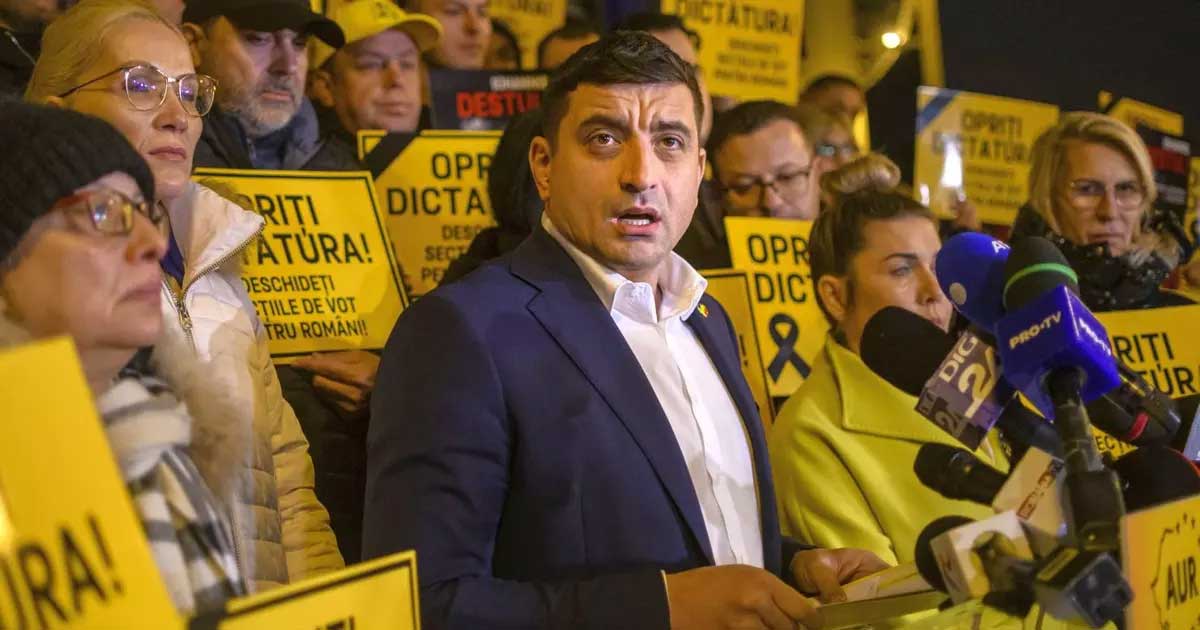 George Simion, președintele AUR, la un eveniment public în campania electorală, decembrie 2025