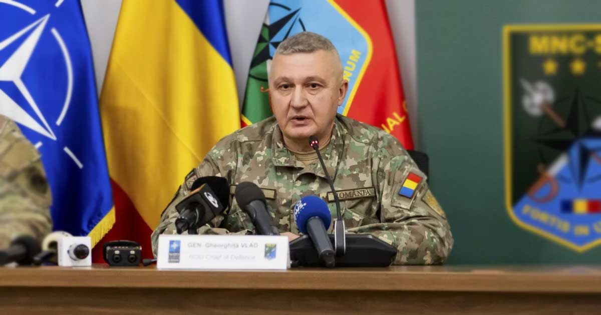 Generalul Gheorghiță Vlad, șeful Statului Major al Apărării României, la conferință de presă despre securitatea națională, București, ianuarie 2026