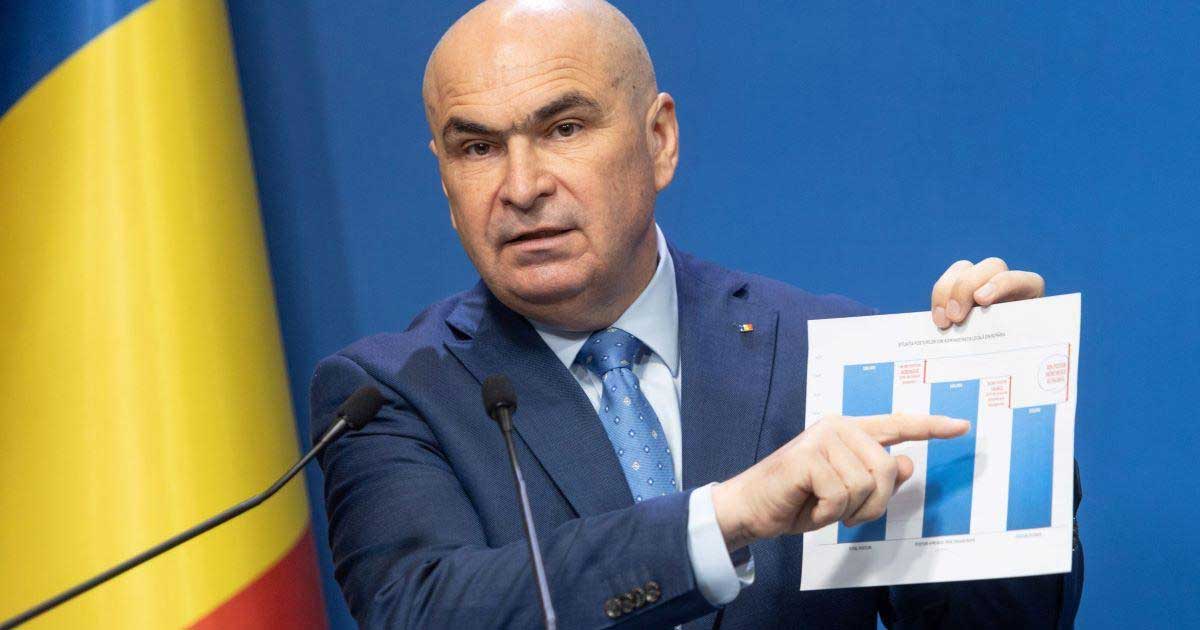 Ilie Bolojan la o conferință de presă, ianuarie 2026, în contextul acuzațiilor privind nerespectarea țintelor fiscale stabilite de Comisia Europeană