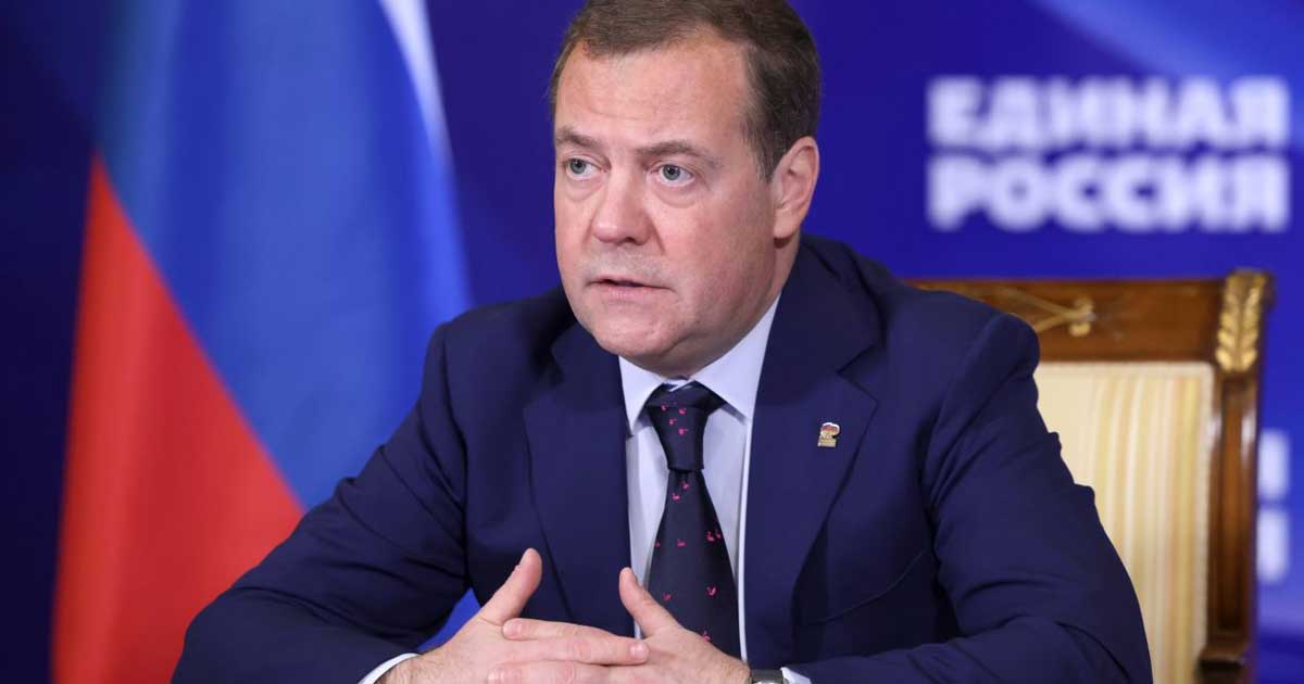 Dmitri Medvedev, adjunct al președintelui Consiliului rus de securitate, în timpul unei întâlniri oficiale, 2025