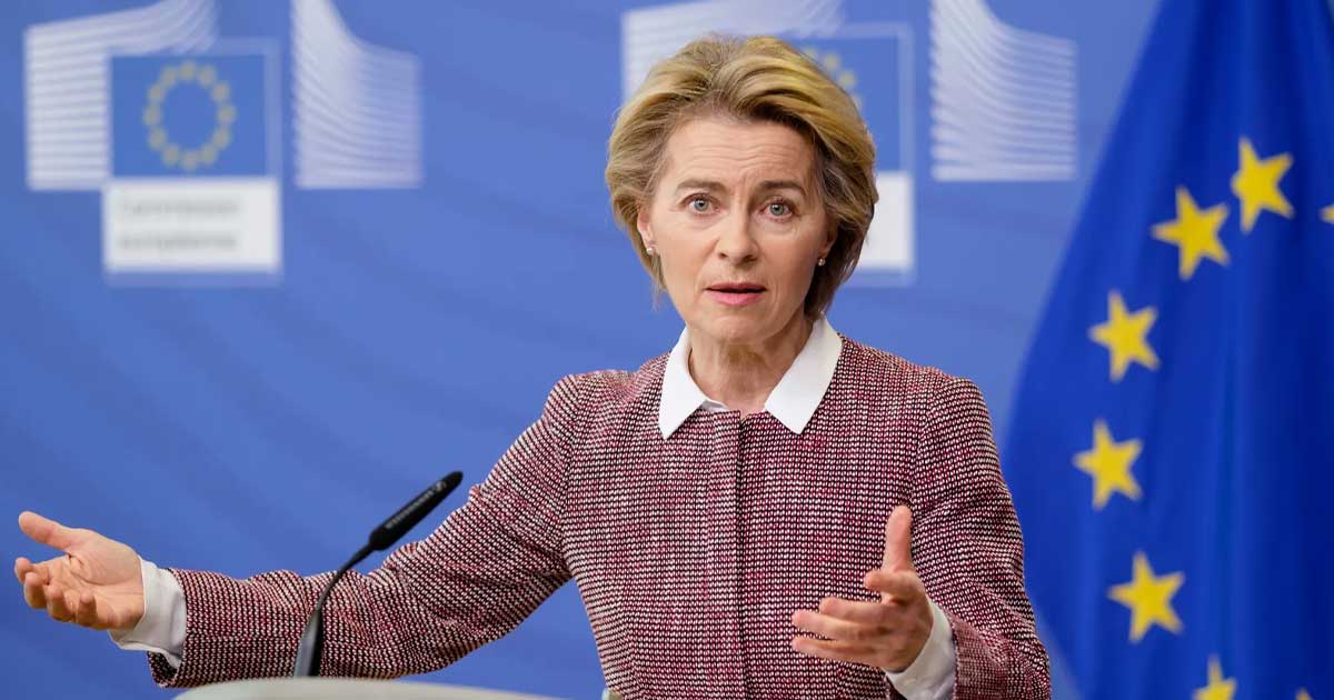 Ursula von der Leyen pronunțând discursul despre Europa independentă la Forumul Economic Mondial de la Davos, ianuarie 2026