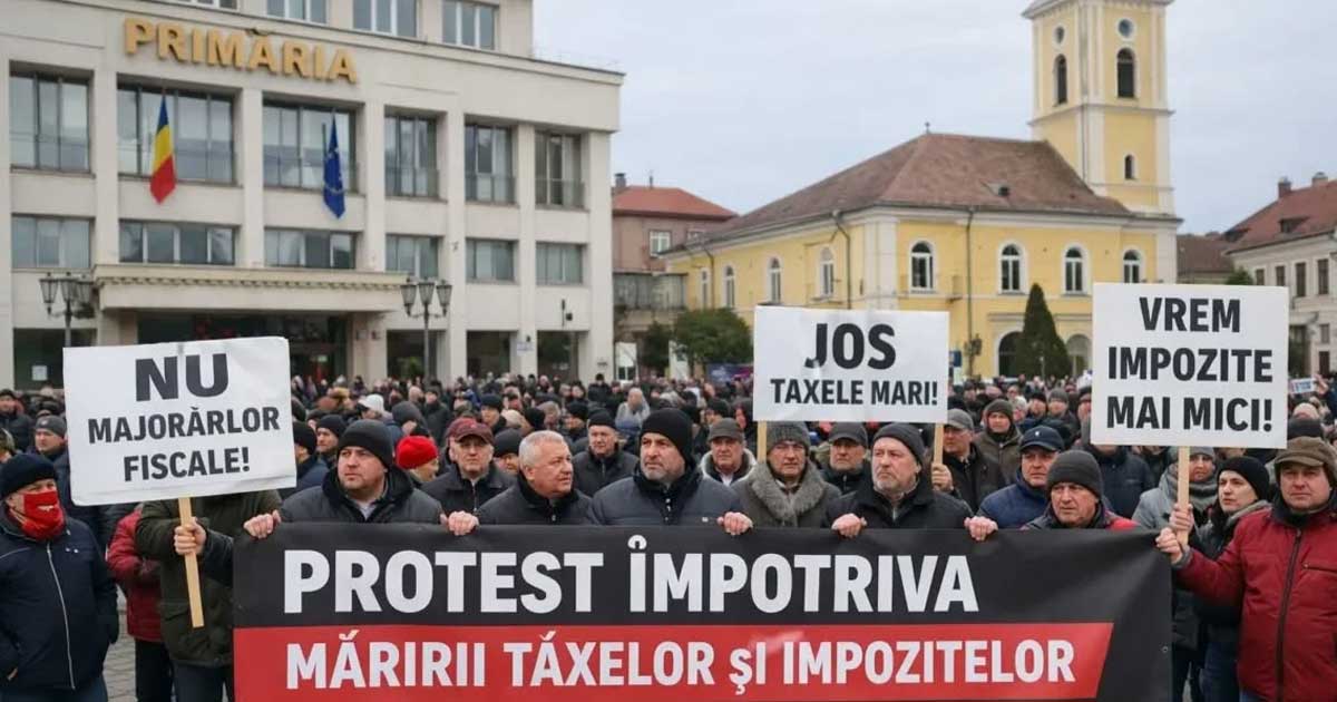 Protest al angajaților din primării împotriva reformei administrative a Guvernului Bolojan, februarie 2026