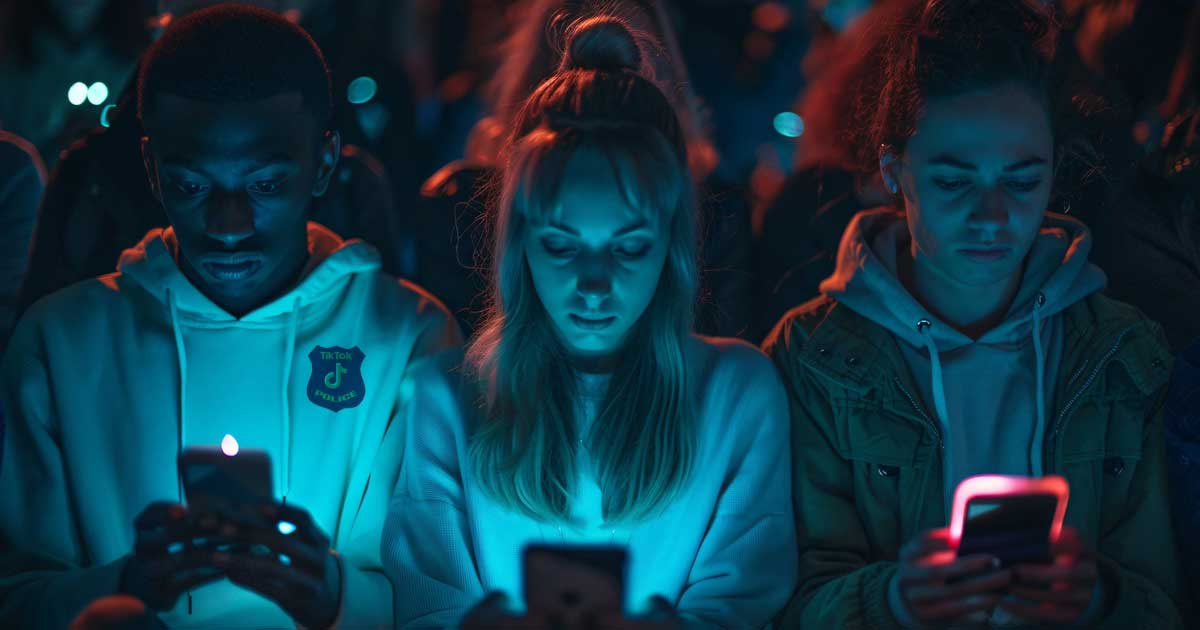 Sigla TikTok pe ecranul unui smartphone, context recrutare moderatori conținut în București, România, 2026