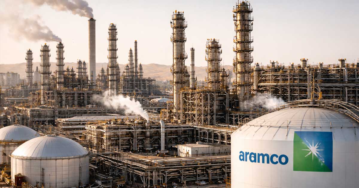 Rafinăria Ras Tanura a companiei Saudi Aramco din Arabia Saudită, una dintre cele mai mari instalații petroliere din Orientul Mijlociu, închisă temporar după un atac iranian cu drone care a provocat un incendiu, martie 2026