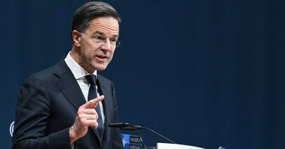 Mark Rutte, secretarul general al NATO, la o conferință de presă despre conflictul din Iran și Strâmtoarea Ormuz, martie 2026