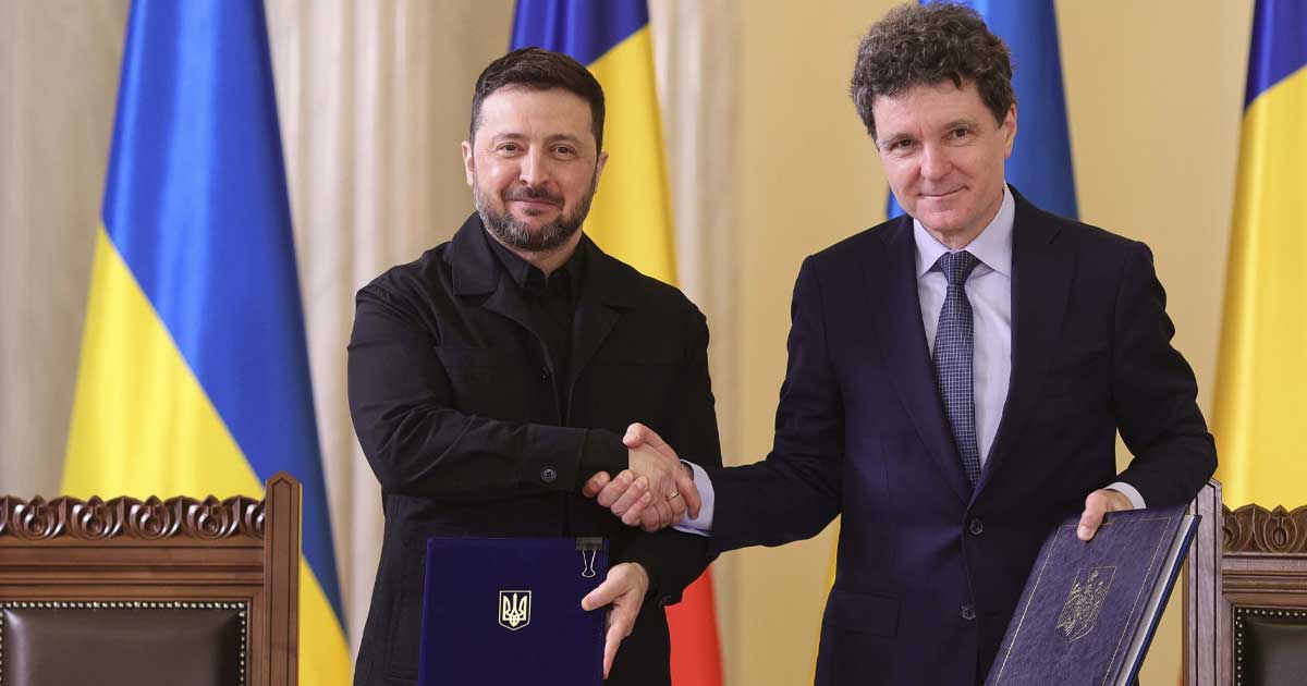 Nicușor Dan și Volodimir Zelenski semnează parteneriatul strategic la Palatul Cotroceni, București, martie 2026