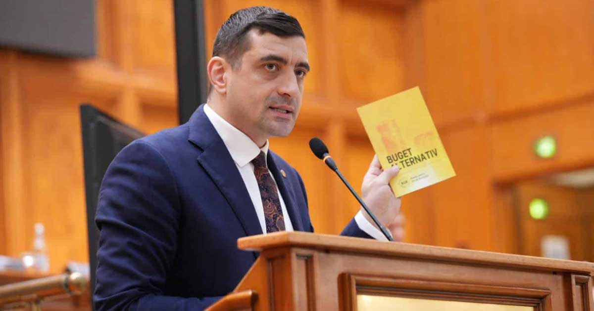 George Simion liderul AUR la declarații de presă Palatul Parlamentului București contestație buget CCR 2026