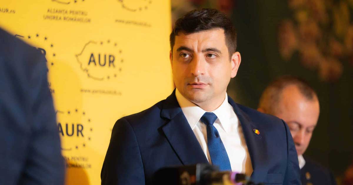 George Simion, liderul AUR, la un miting electoral, România, 2026, cel mai popular politician conform sondaj Sociopol