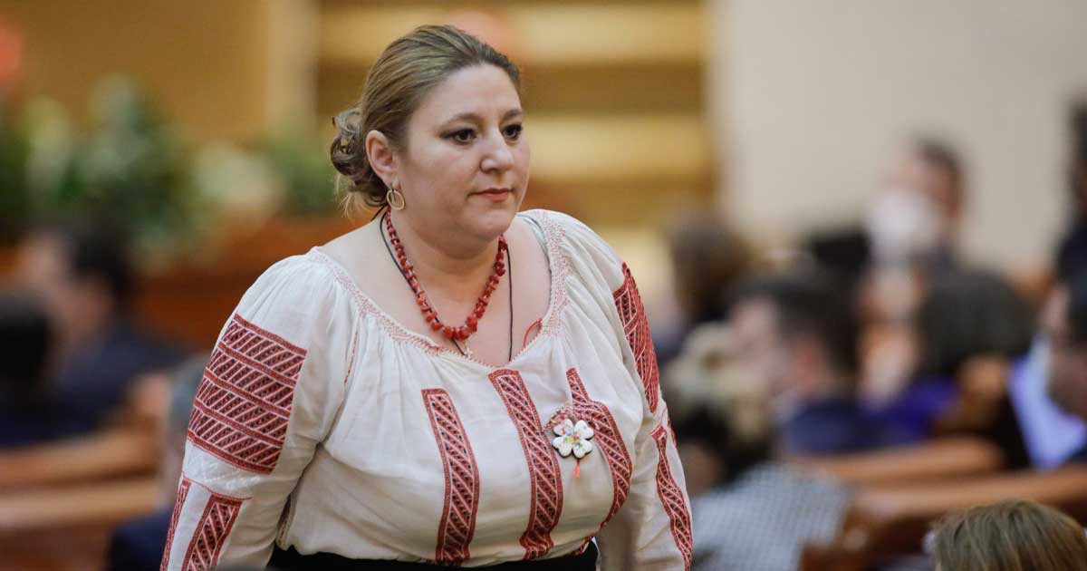 Diana Șoșoacă la Parlamentul European din Strasbourg, după votul de ridicare a imunității, aprilie 2026