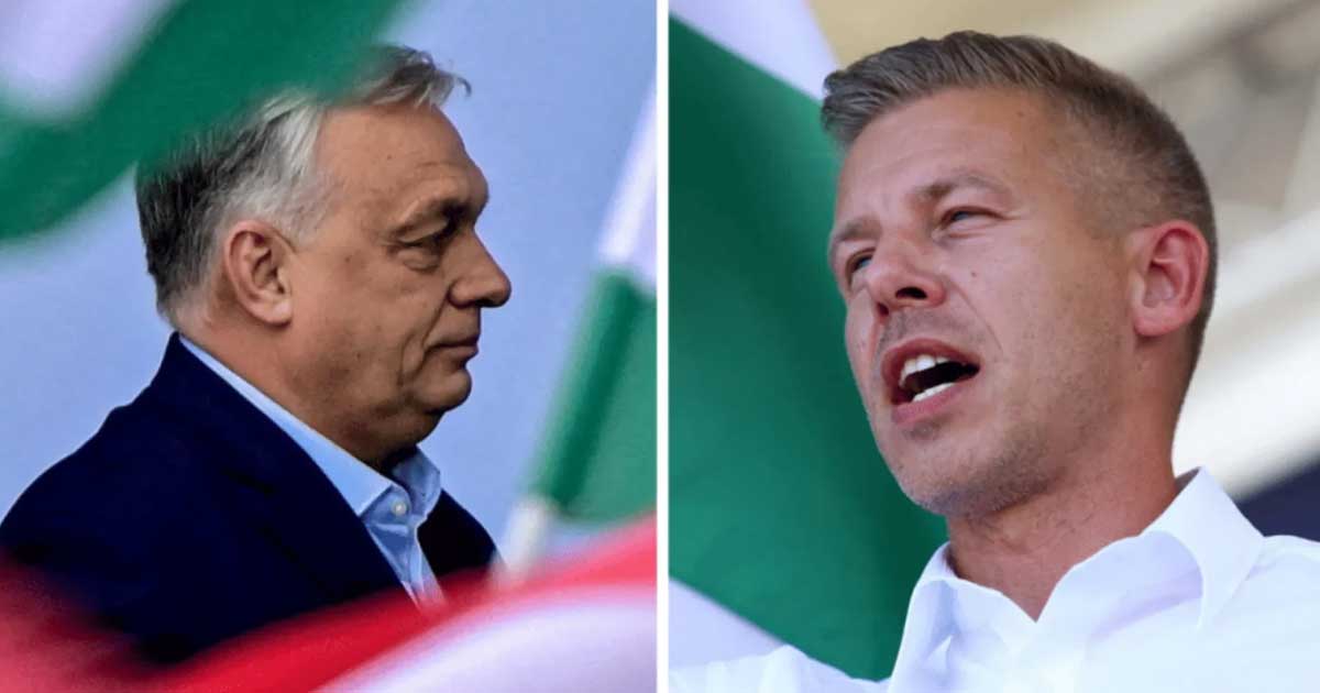 Alegători la coadă în fața unei secții de vot din Budapesta la alegerile parlamentare din Ungaria, 12 aprilie 2026