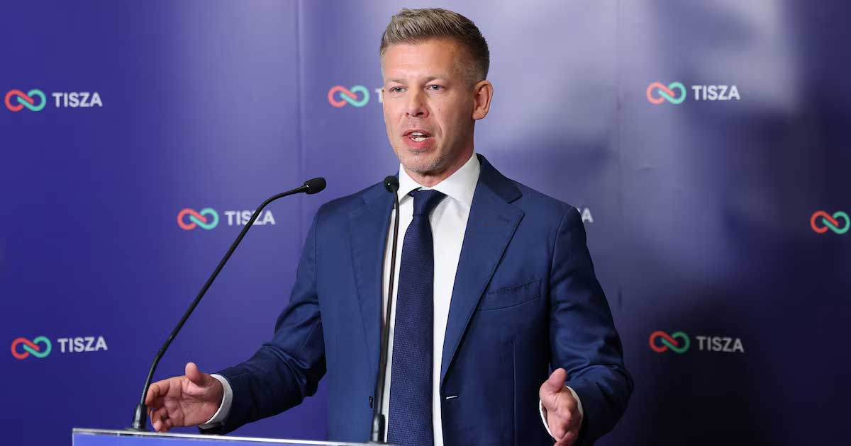 Péter Magyar la prima conferință de presă după victoria în alegerile parlamentare din Ungaria, Budapesta, 13 aprilie 2026