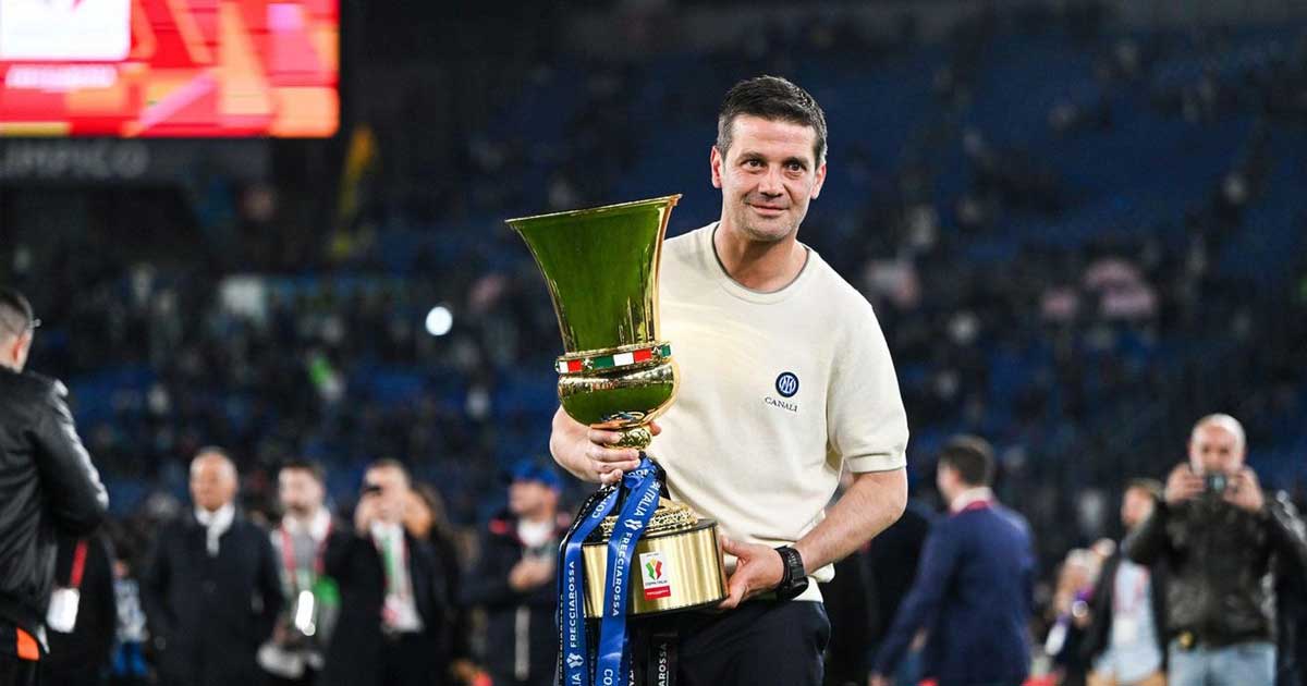 Cristi Chivu antrenor Inter Milano ridică Cupa Italiei finala cu Lazio mai 2026 Roma