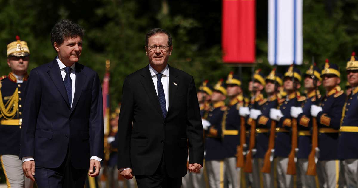 Președinții Isaac Herzog și Nicușor Dan la declarații comune, București, 29 iunie 2026, vizita oficială Israel-România