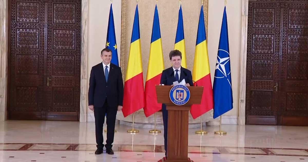 nicusor dan eugen tomac desemnat premier cotroceni 2026 208400 Nicușor Dan și Eugen Tomac la Palatul Cotroceni, conferință de presă desemnare premier, iunie 2026