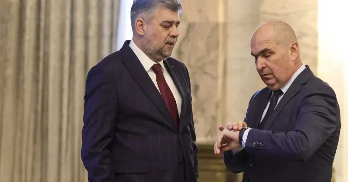 Ilie Bolojan, Marcel Ciolacu la Palatul Victoria, comentând întâlnirea din Italia, iulie 2026