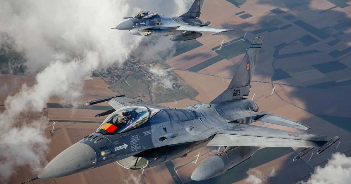 f16 romanesc drona doborata buzau 2026 058437 Avion F-16 al Fortelor Aeriene Romane in zbor, dupa doborarea unei drone deasupra judetului Buzau, iulie 2026