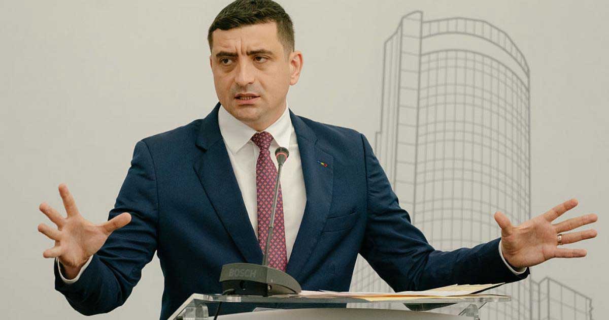 George Simion la o conferință de presă, vorbind despre moțiunea de cenzură și negocierile pentru guvern, iulie 2026