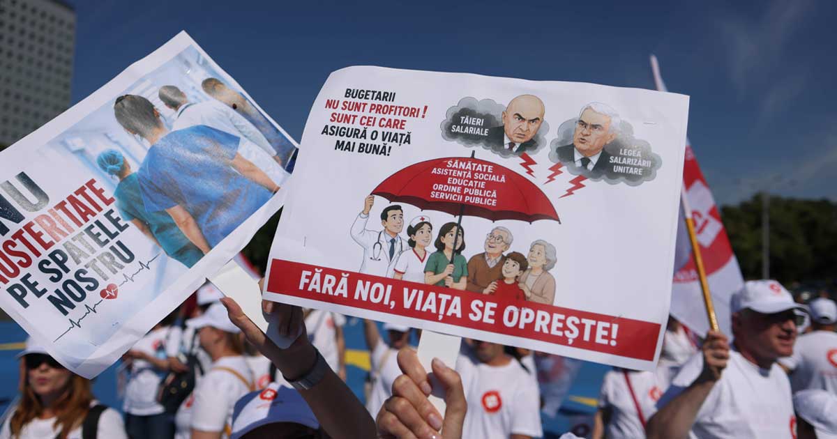 Cadre medicale în grevă generală la un spital din România, protest față de legea salarizării, iulie 2026