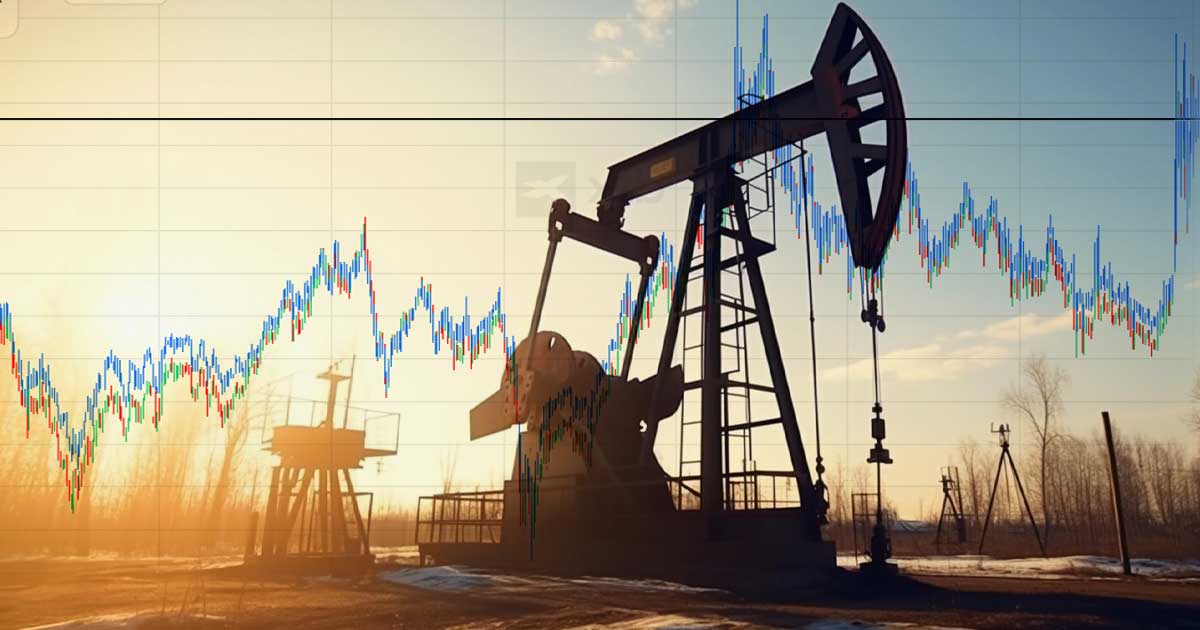 Platformă petrolieră și grafic cu evoluția cotațiilor Brent și WTI, iulie 2026