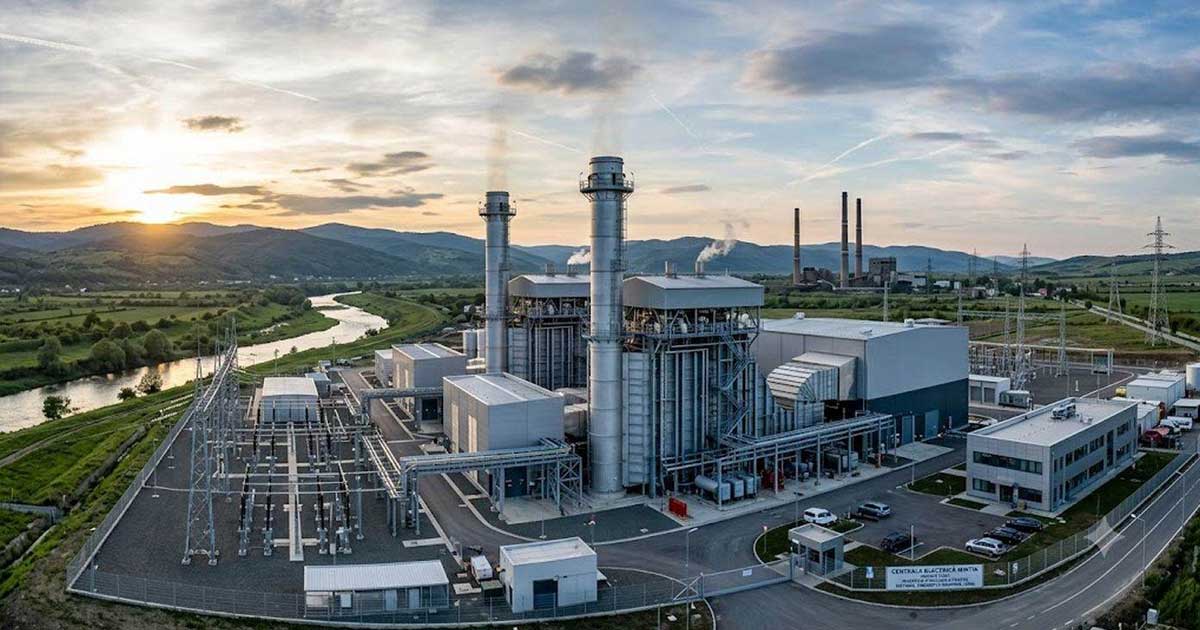 Centrala electrică pe gaze de la Mintia, vedere a instalațiilor industriale, august 2026