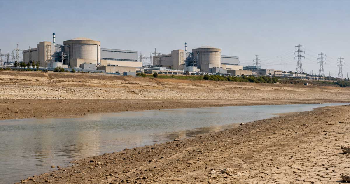 Centrala Nucleară de la Cernavodă pe malul Dunării, în timpul secetei din vara anului 2026