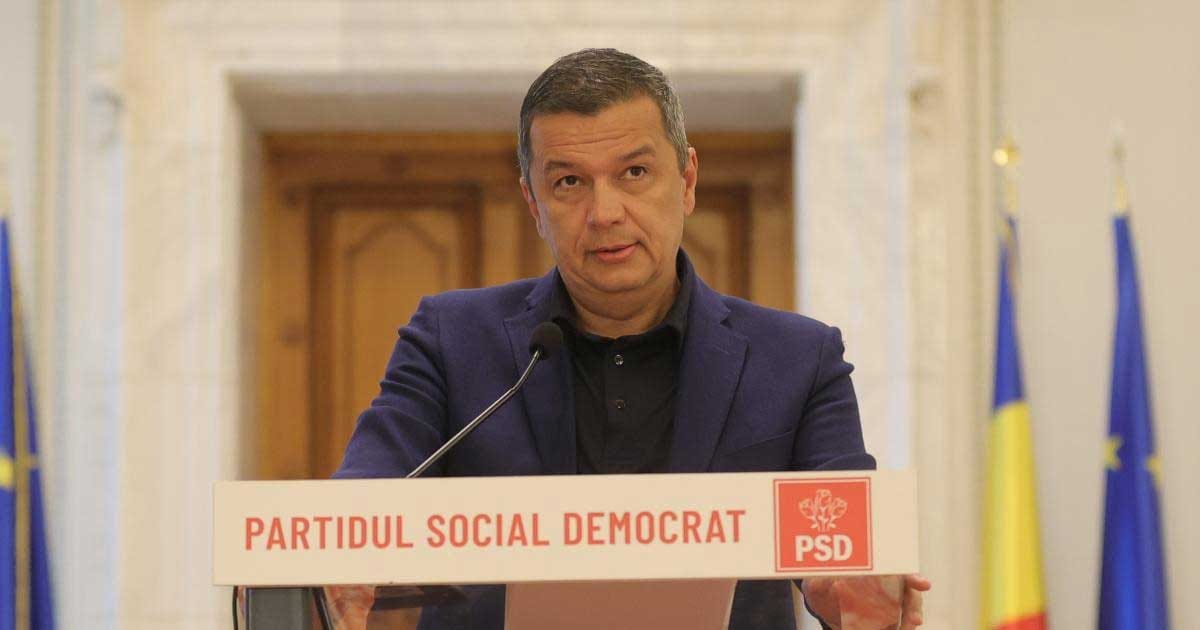 Sorin Grindeanu, liderul PSD, în cadrul unei declarații de presă, august 2026