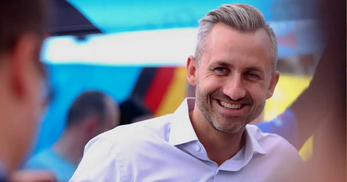 Ulrich Siegmund, liderul AfD, la mitingul electoral din Magdeburg, Saxonia-Anhalt, septembrie 2026
