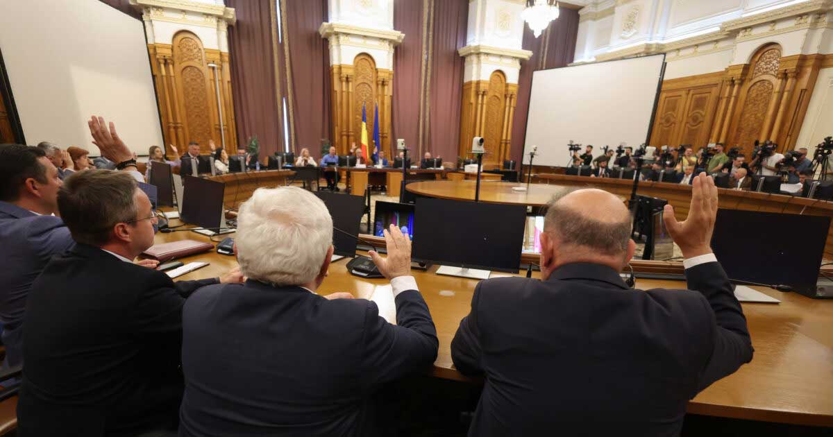 Sală de comisie parlamentară în timpul audierii unui ministru propus, Parlamentul României, 2026