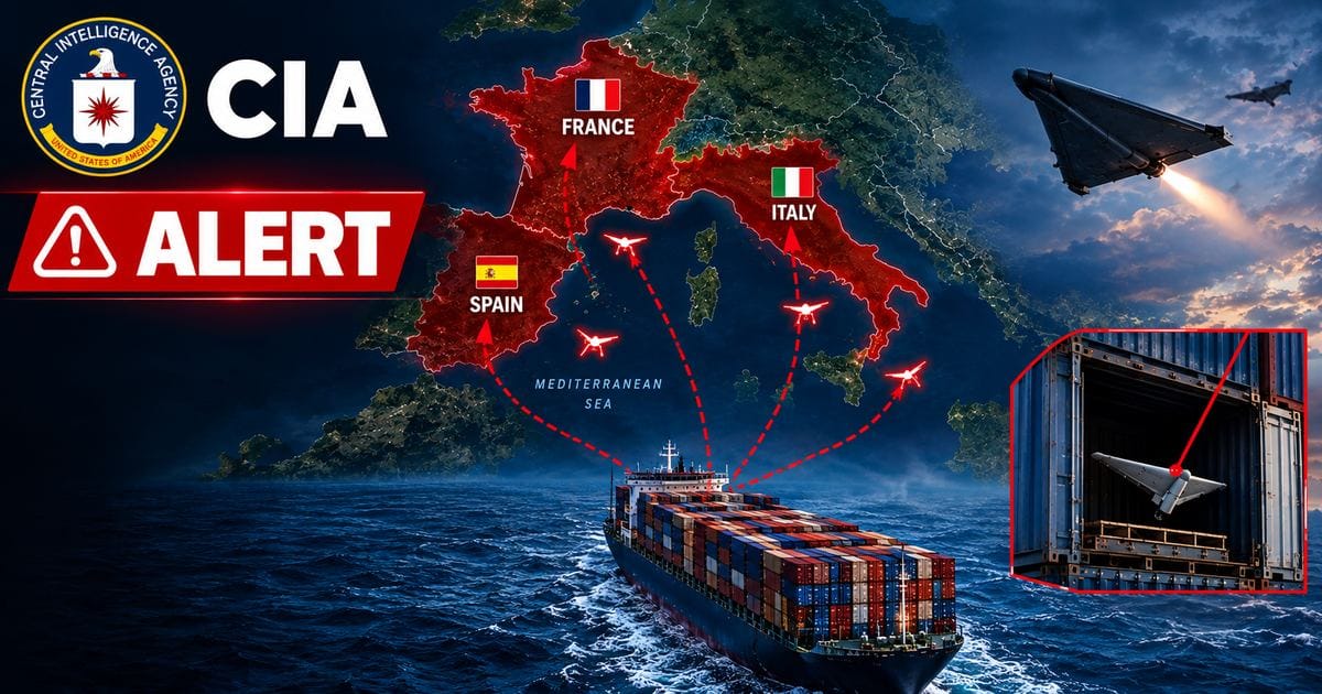 Dronă militară de tip Gerbera survolând o zonă costieră mediteraneană, ilustrație pentru avertismentul CIA, septembrie 2026