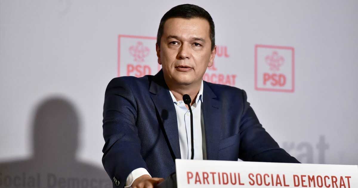 Sorin Grindeanu la o conferință de presă a PSD, București, septembrie 2026