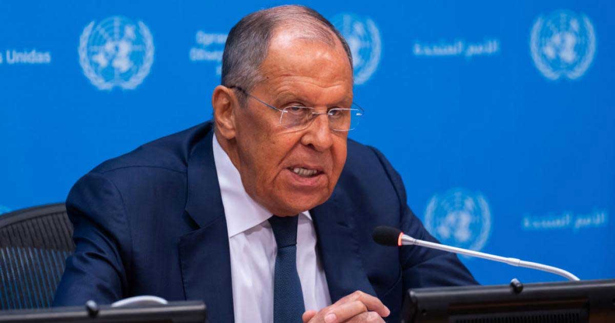 Serghei Lavrov la o conferință de presă la sediul ONU, New York, septembrie 2026