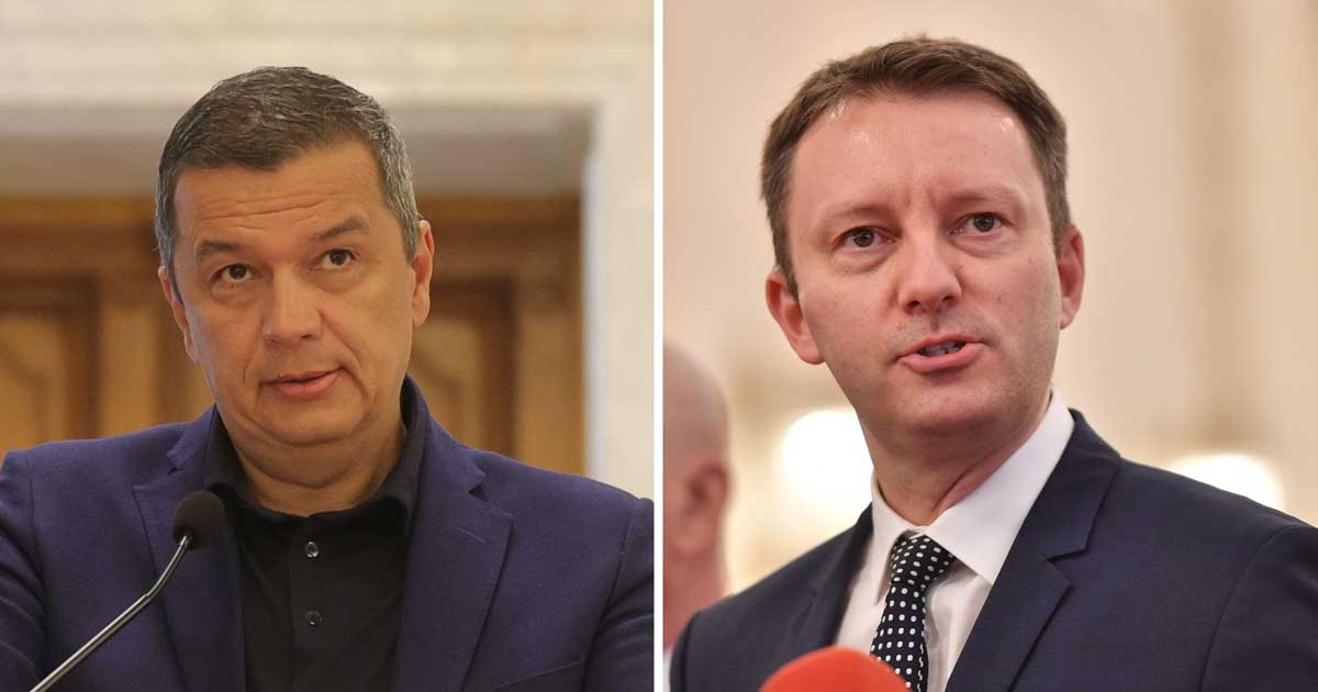 Sorin Grindeanu și Siegfried Mureșan la o dezbatere politică despre învestitura Guvernului, septembrie 2026