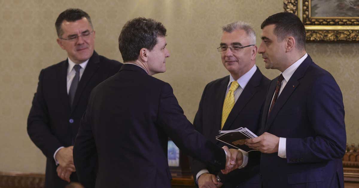 Delegația AUR la Palatul Cotroceni pentru consultările cu Nicușor Dan privind desemnarea premierului, octombrie 2026